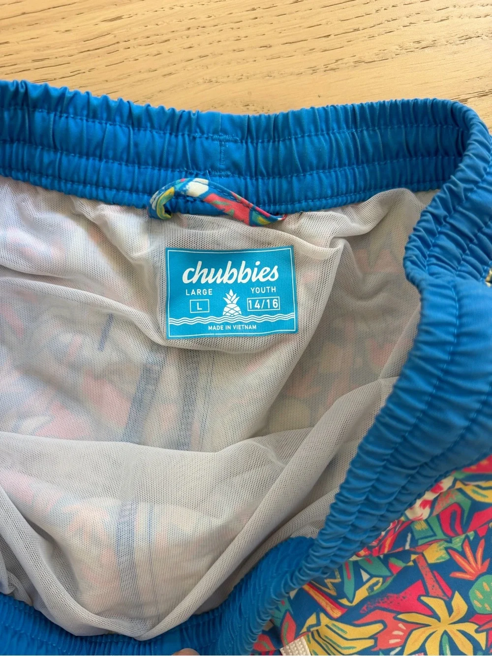 Youth Tropical Palm Print Swim Shorts - Blue